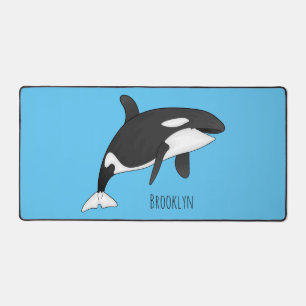 Killer whale cartoon illustration desk mat
