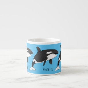 Killer whale cartoon illustration espresso cup