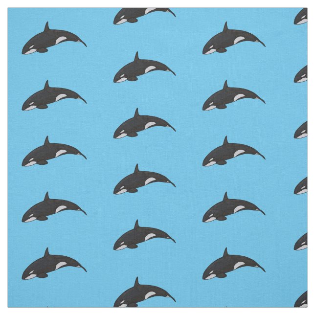 Killer whale cartoon illustration fabric (Swatch)