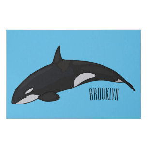 Killer whale cartoon illustration faux canvas print