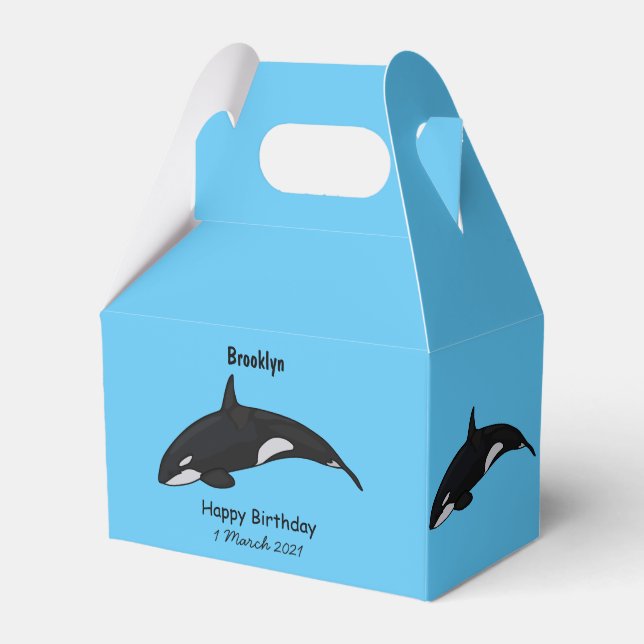 Killer whale cartoon illustration favor boxes (Front Side)