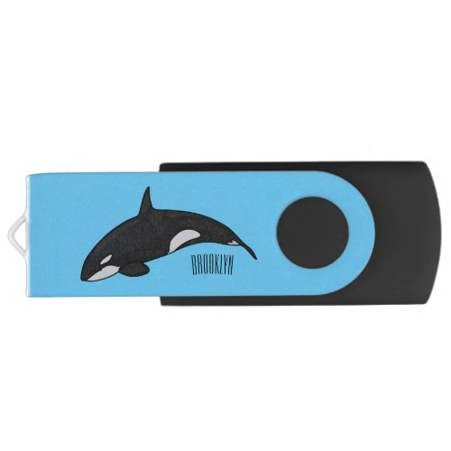 Killer whale cartoon illustration flash drive