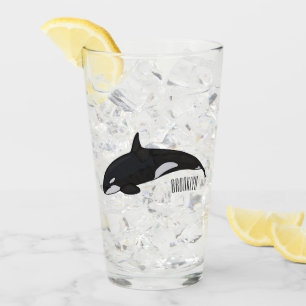 Killer whale cartoon illustration glass