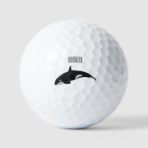 Killer whale cartoon illustration golf balls