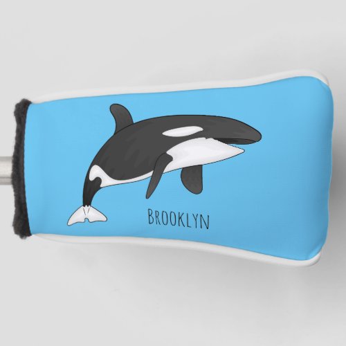 Killer whale cartoon illustration  golf head cover