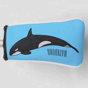 Killer whale cartoon illustration golf head cover