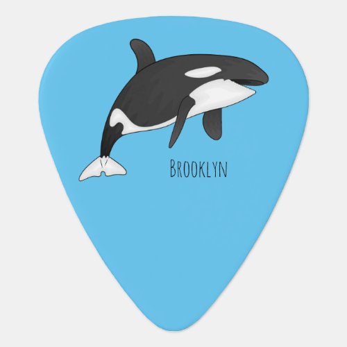 Killer whale cartoon illustration guitar pick