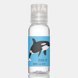 Killer whale cartoon illustration hand sanitizer