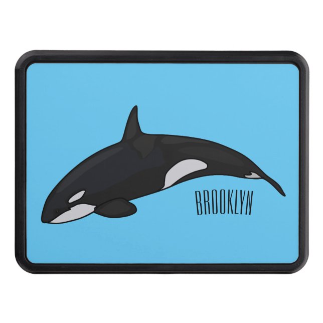 Killer whale cartoon illustration hitch cover (Front)