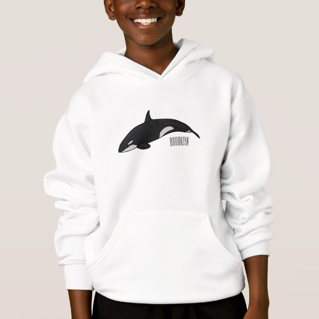 Killer whale cartoon illustration hoodie (Front)
