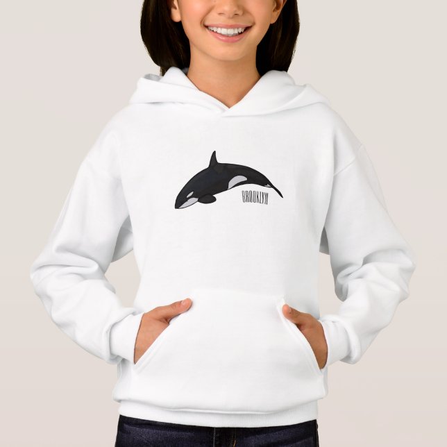 Killer whale cartoon illustration hoodie (Front)