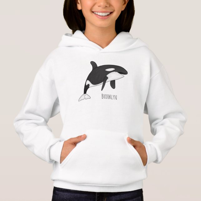 Killer whale cartoon illustration hoodie (Front)