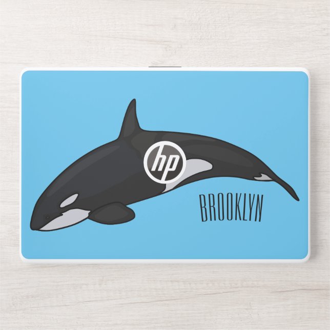 Killer whale cartoon illustration HP laptop skin (Front)