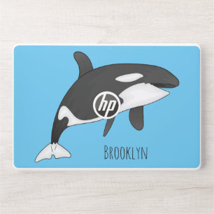 Killer whale cartoon illustration HP laptop skin
