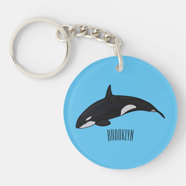 Killer whale cartoon illustration keychain (Front)