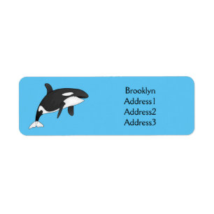 Killer whale cartoon illustration  label