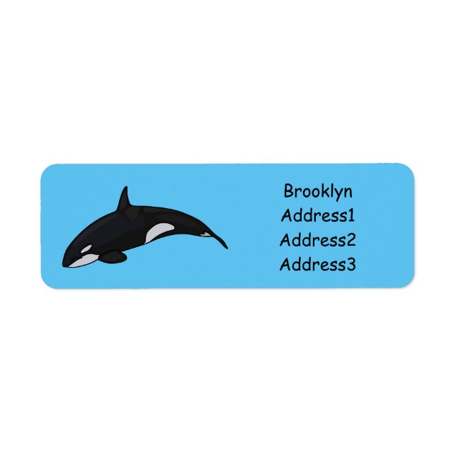 Killer whale cartoon illustration label (Front)