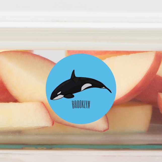 Killer whale cartoon illustration labels (Affixed)
