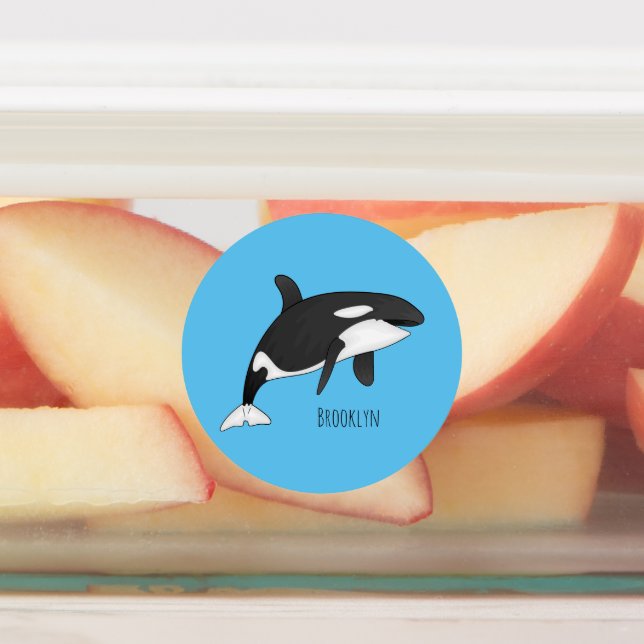 Killer whale cartoon illustration  labels (Affixed)