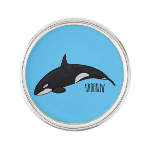 Killer whale cartoon illustration lapel pin