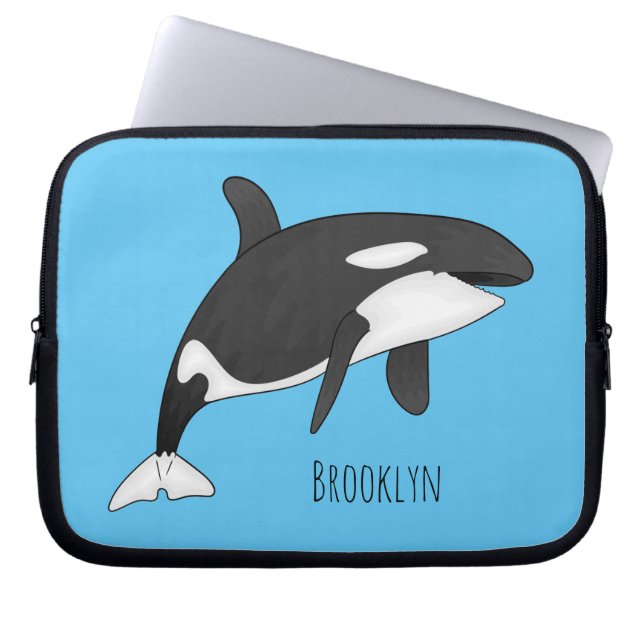 Killer whale cartoon illustration laptop sleeve (Front)