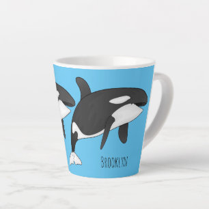 Killer whale cartoon illustration latte mug