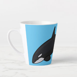 Killer whale cartoon illustration latte mug