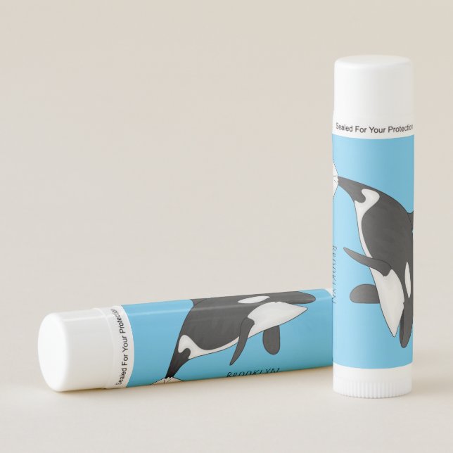Killer whale cartoon illustration  lip balm (Front)