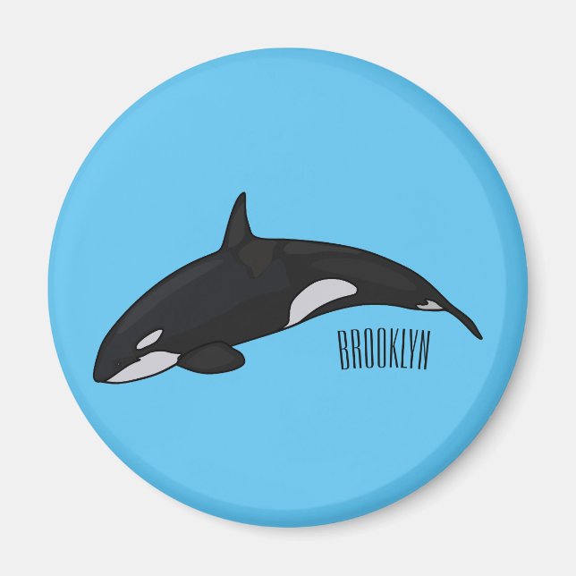 Killer whale cartoon illustration magnet (Front)