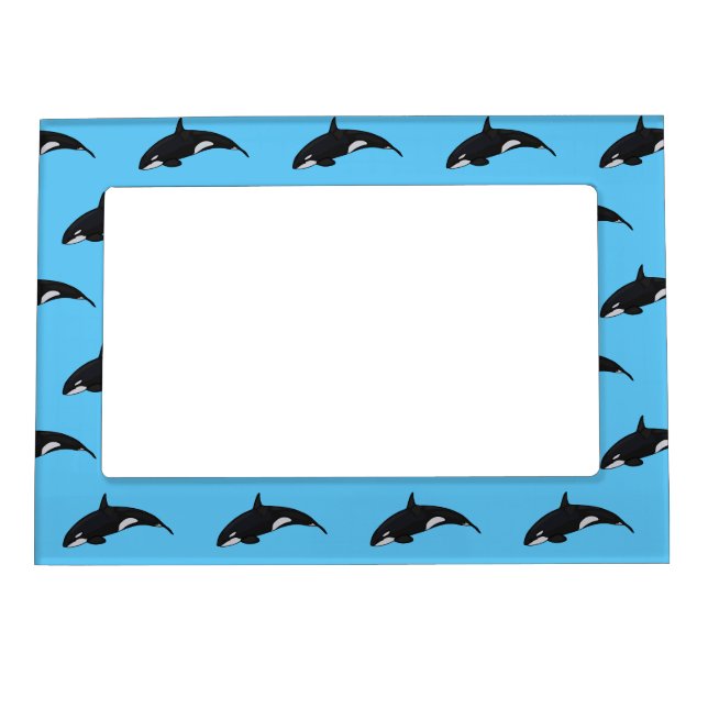 Killer whale cartoon illustration magnetic frame (Front)