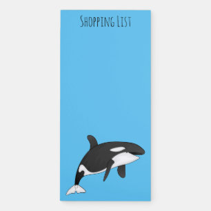 Killer whale cartoon illustration magnetic notepad