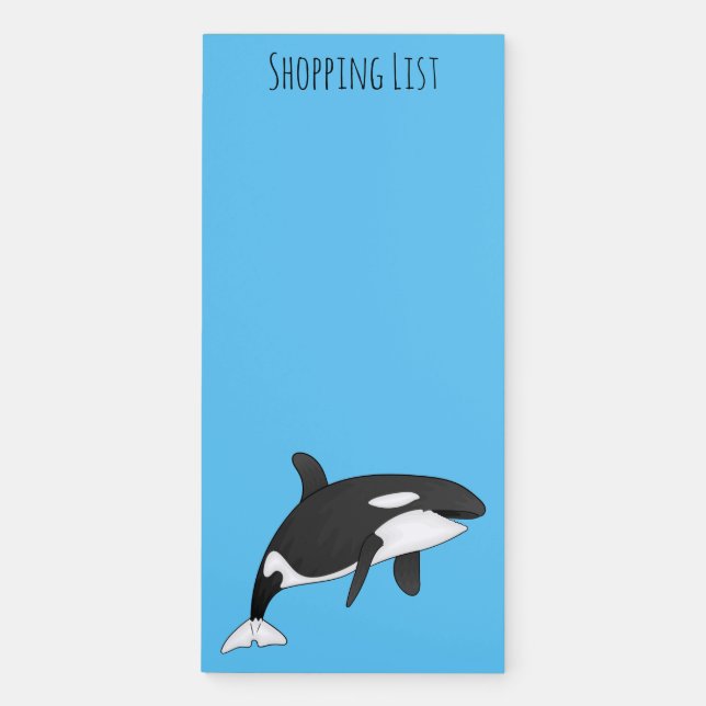Killer whale cartoon illustration magnetic notepad (Front)