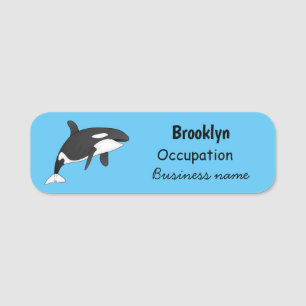 Killer whale cartoon illustration  name tag