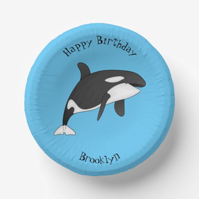 Killer whale cartoon illustration paper bowls (Front)