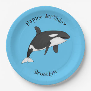 Killer whale cartoon illustration paper plates