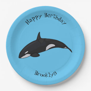 Killer whale cartoon illustration paper plates