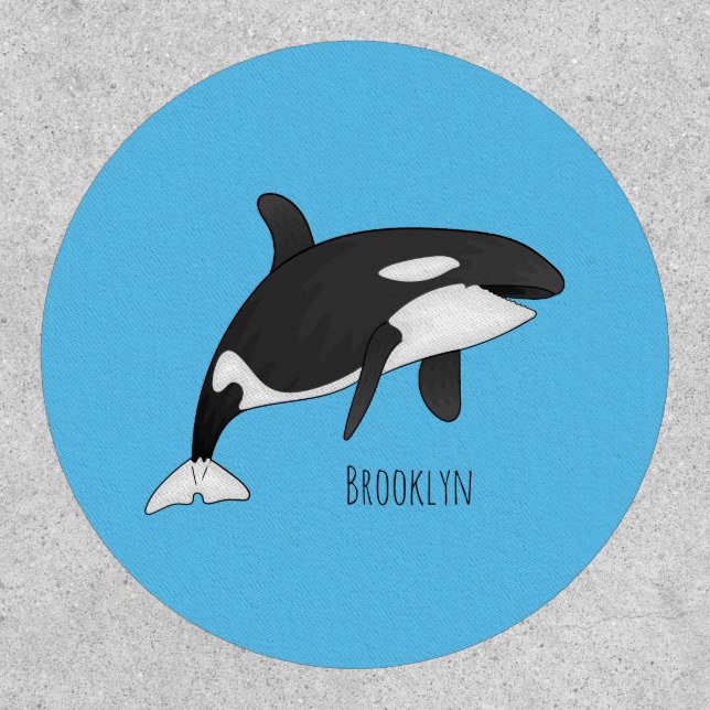 Killer whale cartoon illustration patch (Front)