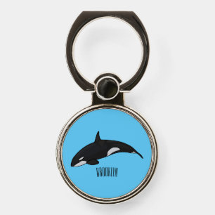 Killer whale cartoon illustration phone ring stand