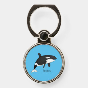 Killer whale cartoon illustration phone ring stand