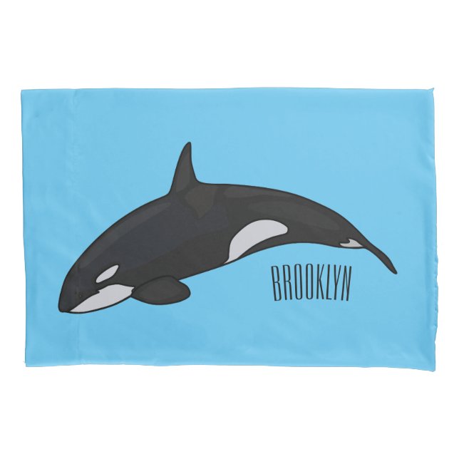 Killer whale cartoon illustration pillow case (Front)