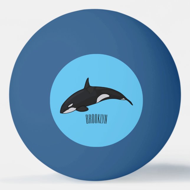 Killer whale cartoon illustration ping pong ball (Front)