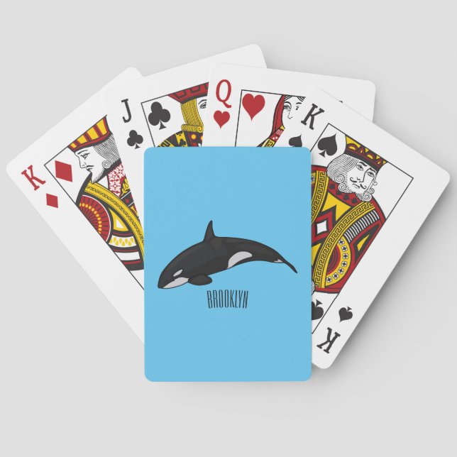 Killer whale cartoon illustration poker cards (Back)