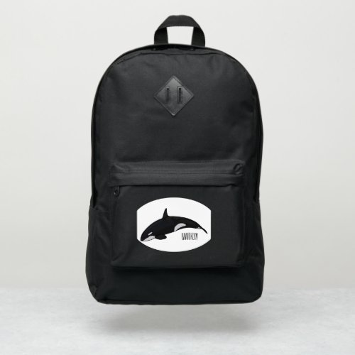 Killer whale cartoon illustration port authority backpack