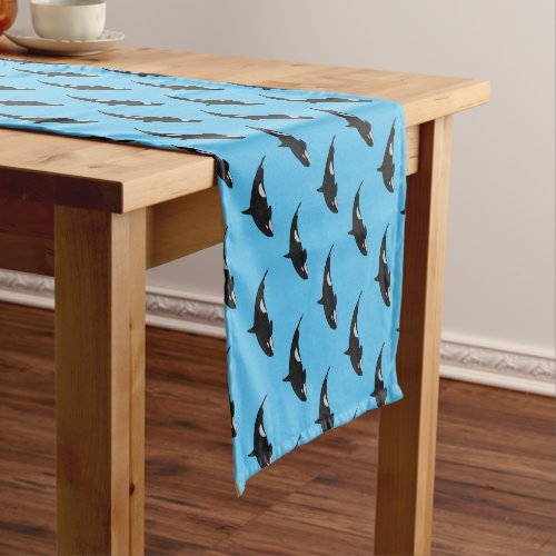 Killer whale cartoon illustration short table runner