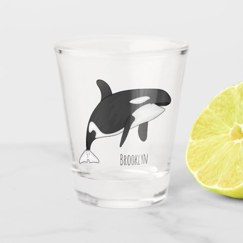 Killer whale cartoon illustration shot glass