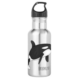Killer whale cartoon illustration stainless steel water bottle