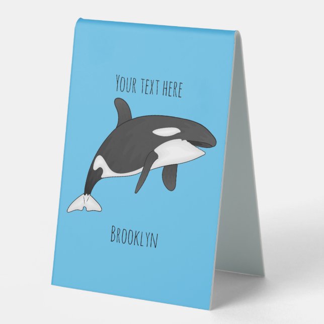 Killer whale cartoon illustration table tent (Front)