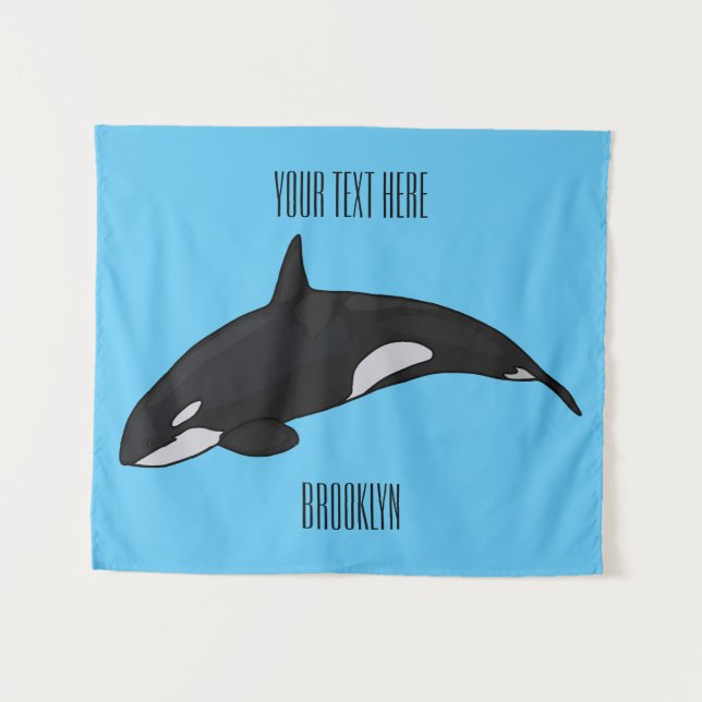 Killer whale cartoon illustration tapestry (Front (Horizontal))