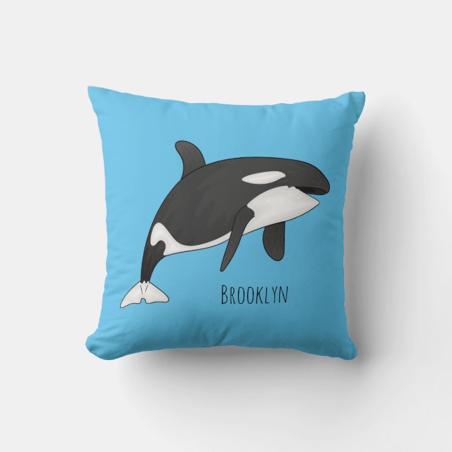 Killer whale cartoon illustration  throw pillow (Front)