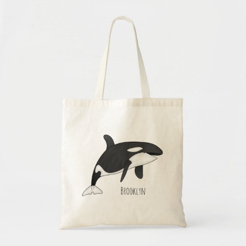 Killer whale cartoon illustration  tote bag